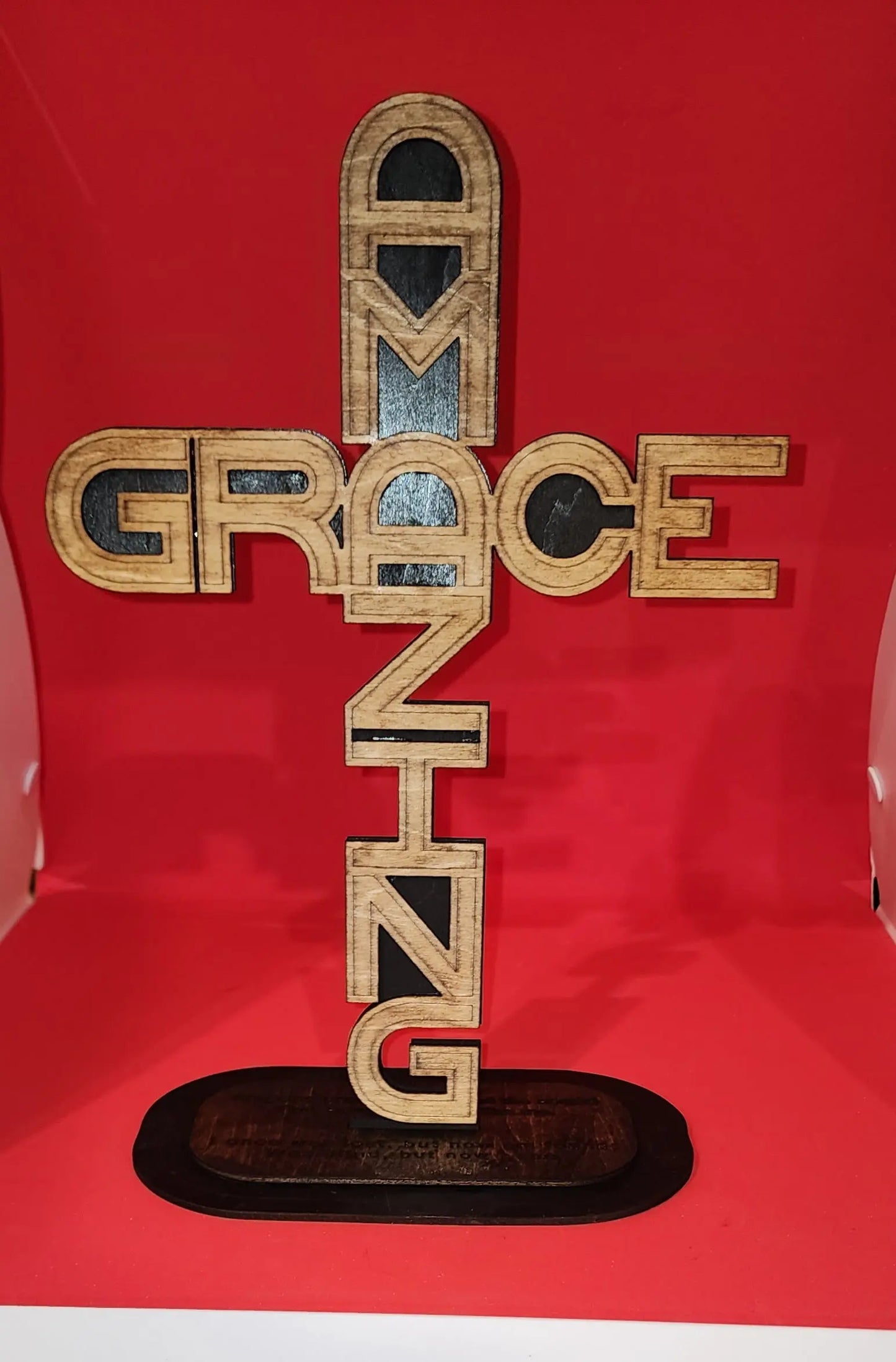 Wooden Engraving Amazing Grace Cross Semya Farm