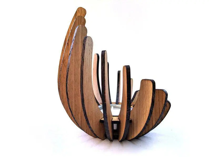 Spiral Wooden Tea Light Holder – Handcrafted Candle Stand, Rustic Home Decor, Gift for Her or Him, Cozy Ambience Accent