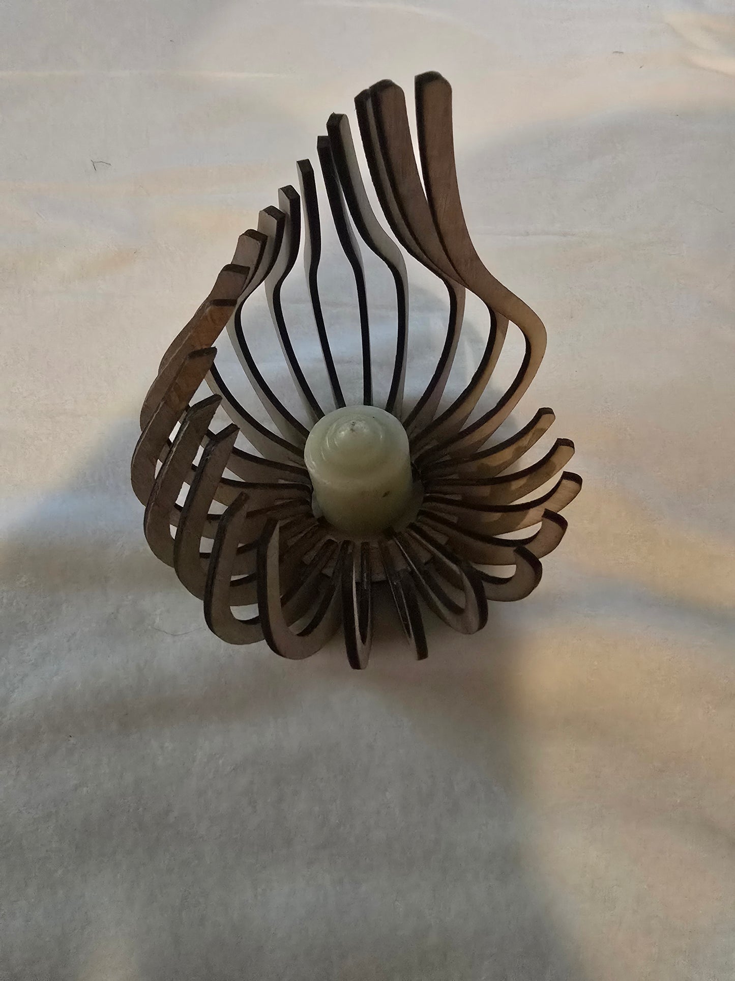 Spiral Wooden Tea Light Holder