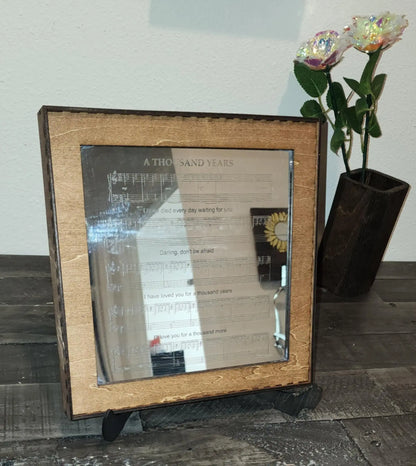 Personalized lighted mirror box with engraved message. A unique illuminated keepsake for weddings, anniversaries, or inspirational home décor.