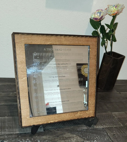 Personalized lighted mirror box with engraved message. A unique illuminated keepsake for weddings, anniversaries, or inspirational home décor.