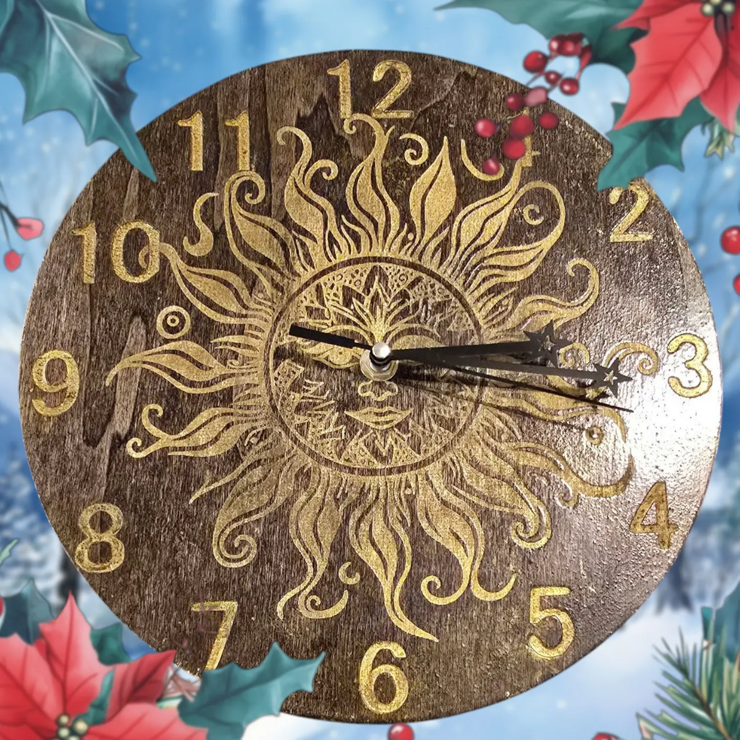 Wooden Wall Clock: Nature-Inspired Laser Engraved Timepiece, Rustic Home Decor, Custom Gift for Any Occasion Semya Farm