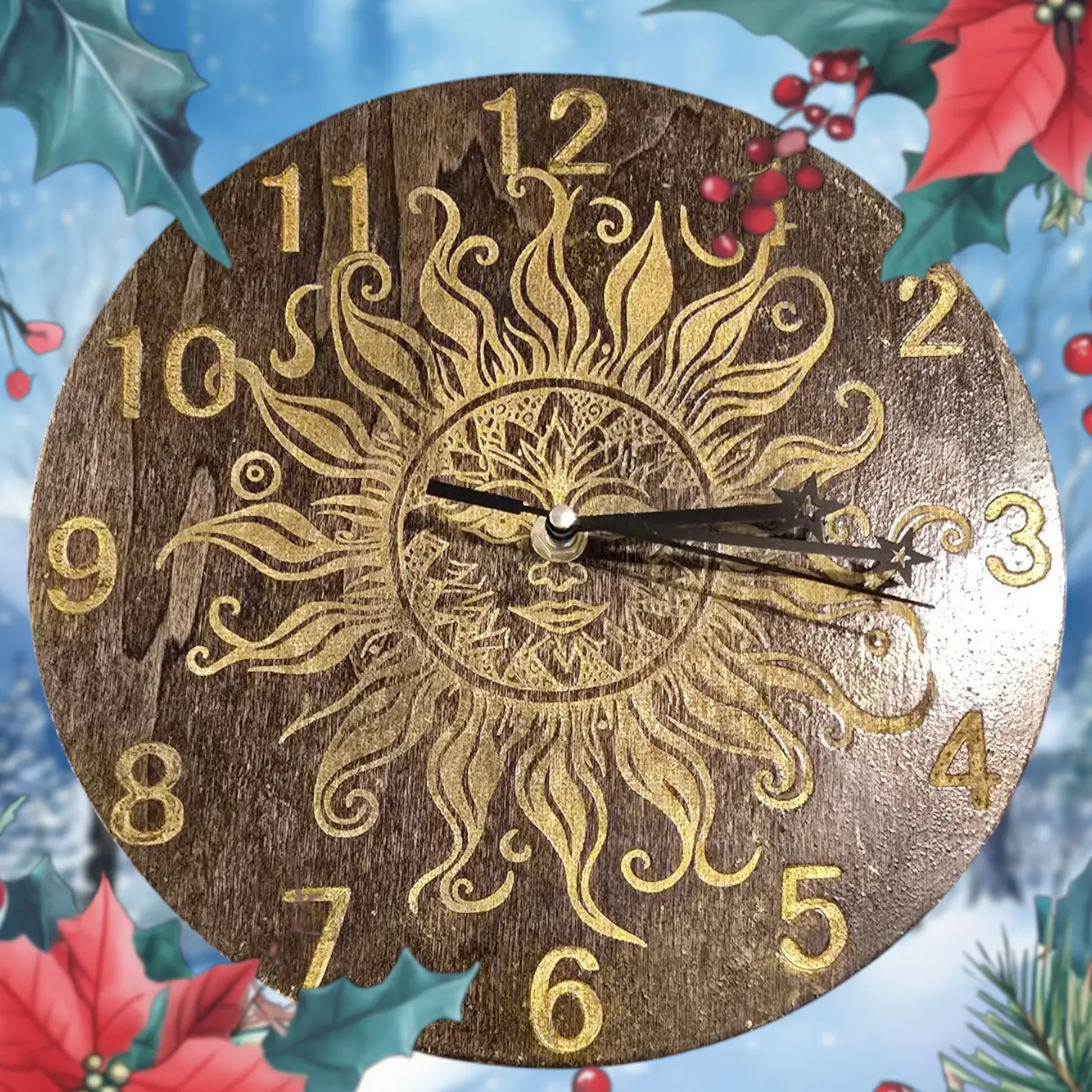 Wooden Wall Clock: Nature-Inspired Laser Engraved Timepiece, Rustic Home Decor, Custom Gift for Any Occasion Semya Farm