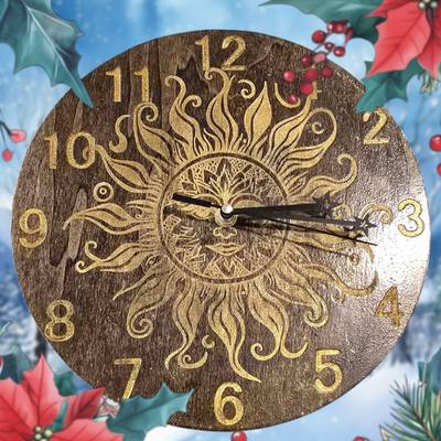 Wooden Wall Clock: Nature-Inspired Laser Engraved Timepiece, Rustic Home Decor, Custom Gift for Any Occasion