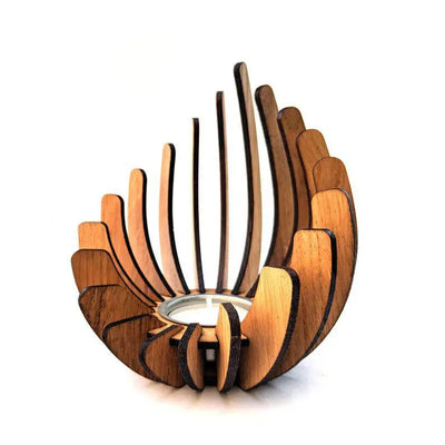 Spiral Wooden Tea Light Holder – Handcrafted Candle Stand, Rustic Home Decor, Gift for Her or Him, Cozy Ambience Accent