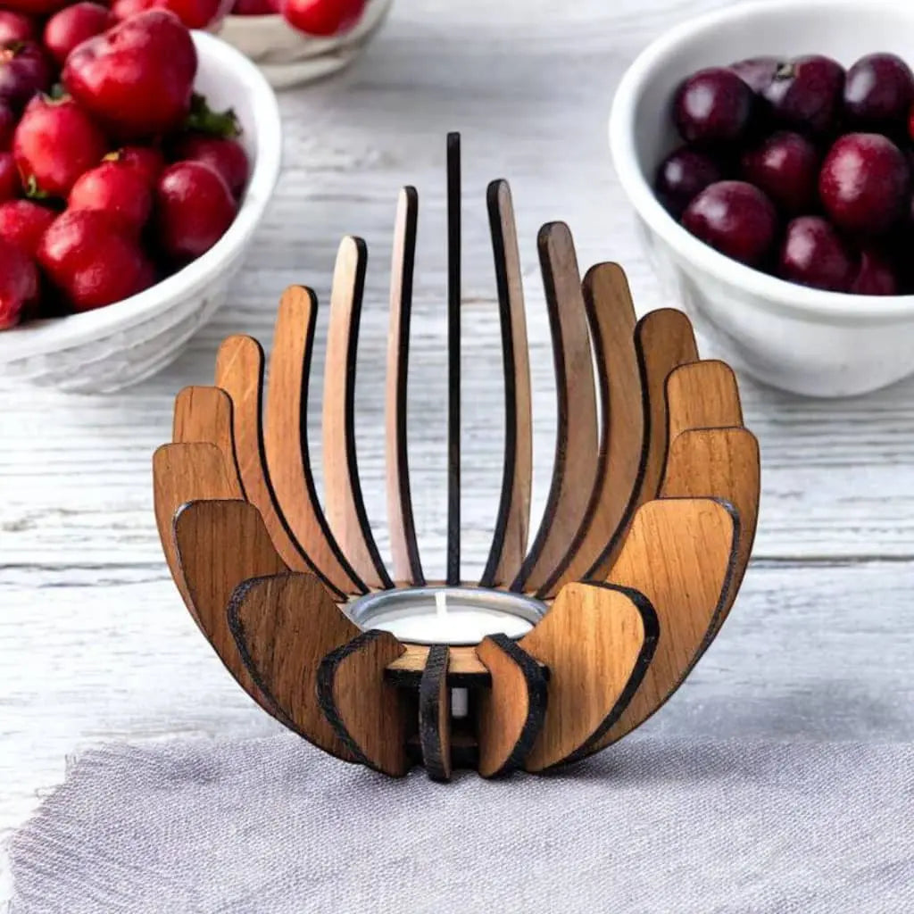 Spiral Wooden Tea Light Holder – Handcrafted Candle Stand, Rustic Home Decor, Gift for Her or Him, Cozy Ambience Accent