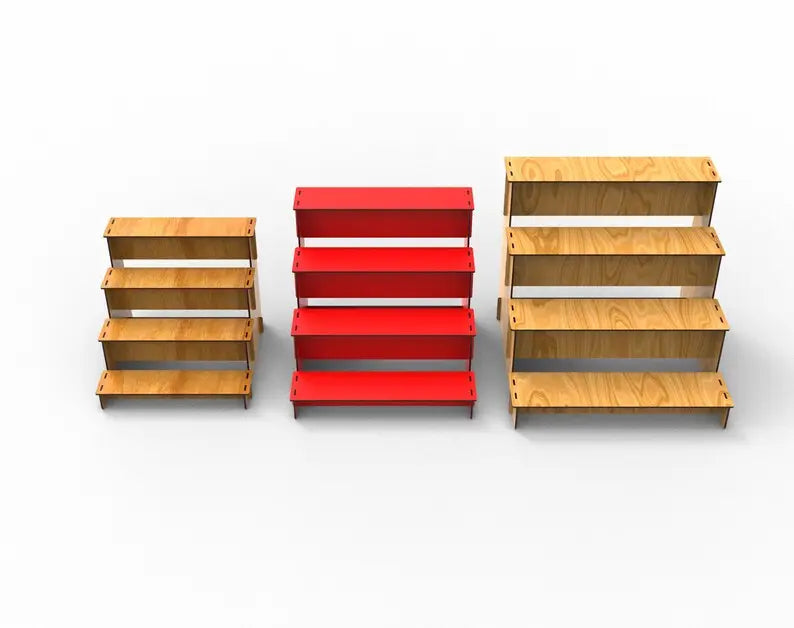 Tiered wooden shelf with Easter gnome decor