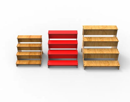 Tiered wooden shelf with Easter gnome decor