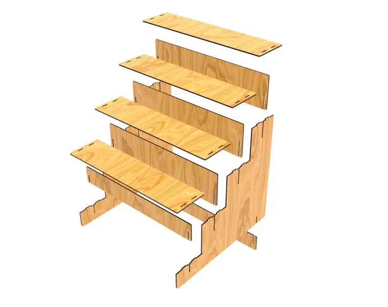 Tiered wooden shelf with Easter gnome decor