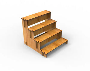 Tiered wooden shelf with Easter gnome decor—engraved bunny ears & colorful Easter eggs. Ideal for tiered trays, mantels, or tabletops as rustic Easter décor.