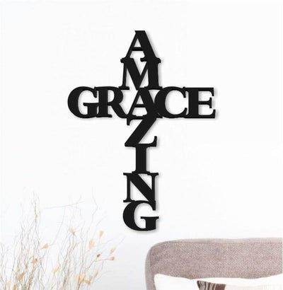 Wooden Engraving Amazing Grace Cross - Semya Farm Engraving