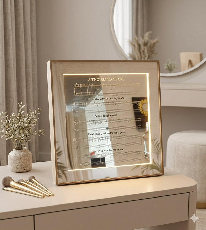 Lighted Mirror Box – Personalized Engraved Keepsake, Illuminated Gift with Inspirational Message, Custom Decorative Mirror Light Semya Farm