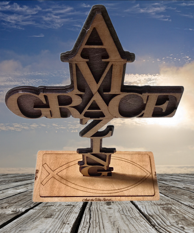 Wooden Engraving Amazing Grace Cross - Semya Farm Engraving